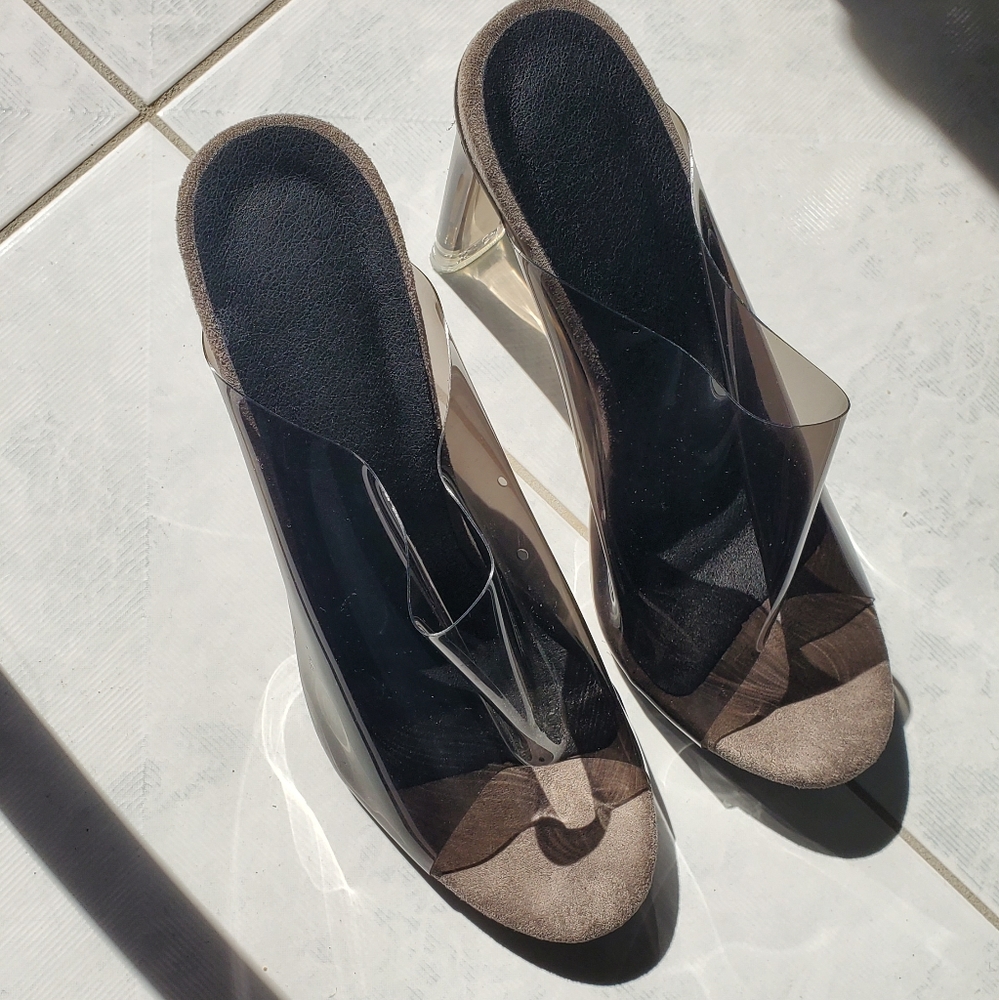 Clear jelly comfy heels